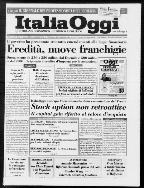 Italia oggi : quotidiano di economia finanza e politica